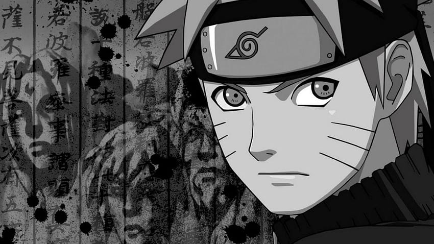 Personaggio della serie anime Naruto Face Black And White, anime in bianco e nero 1920x1080 Sfondo HD