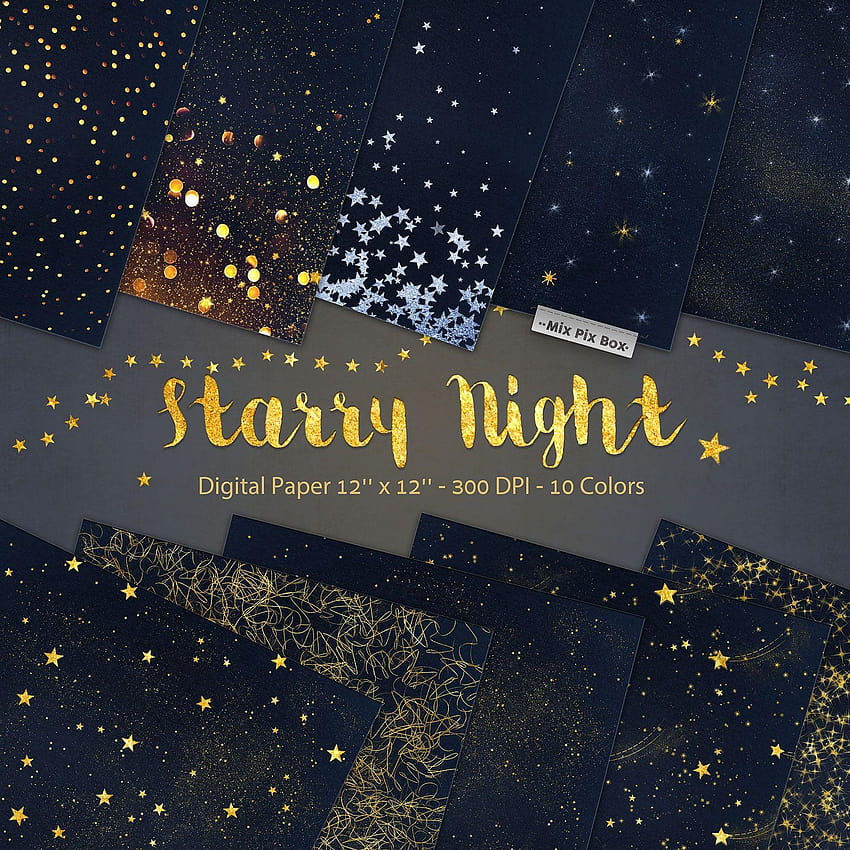 Starry Night Digital Paper Backgrounds Star Night Sky Digital, night background HD phone wallpaper