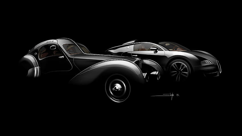 Bugatti Tipo 57 14, bugatti la voiture noire Sfondo HD