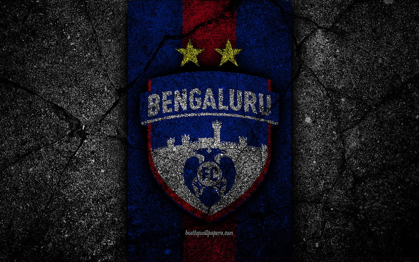 FC Bengaluru, ISL, logo, Indian Super League, black stone, India, football club, Bengaluru, soccer, asphalt texture, Bengaluru FC with resolution 3840x2400. High Quality HD wallpaper