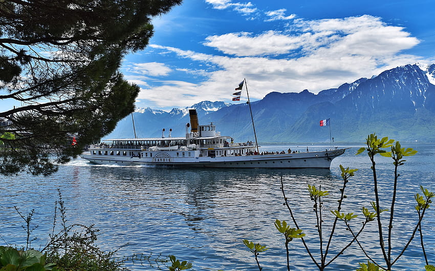 Suíça Montreux Nature Mountains Lake 3840x2400, lago montreux suíça papel de parede HD