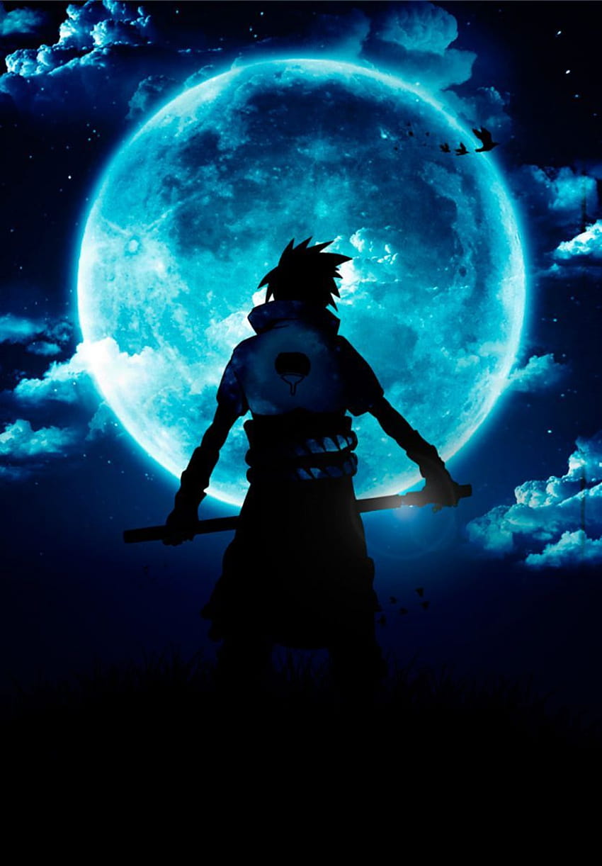 Blue Moon Sasuke, blue Naruto HD тапет за телефон