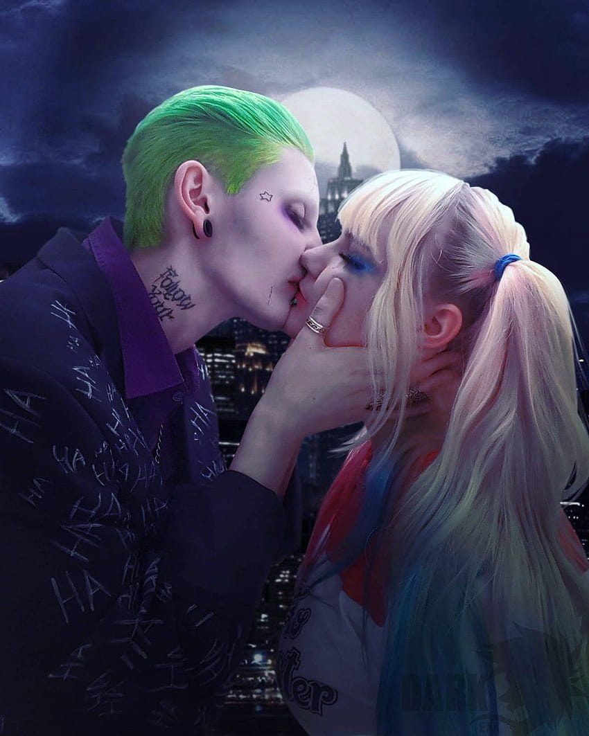 Joker Dan Harley Quinn Kiss, harley quinn mencium joker wallpaper ponsel HD