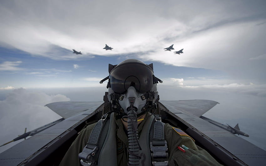 graphie de l'homme dans un avion de chasse gris, avion, pilote, armée, États-Unis, armée de l'air américaine Fond d'écran HD