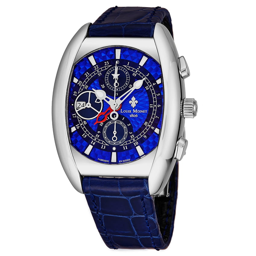 Kup męski zegarek Louis Moinet LM.082.10.21 „Variograph GMT” z niebieską tarczą, niebieski, zegarki louis moinet Tapeta na telefon HD