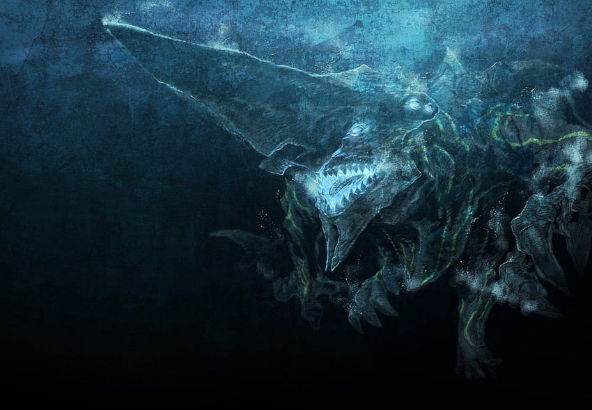 Pacific Rim Monster Movies Fantasy ocean sea dark shaRK UNDERWATER, water monster HD wallpaper