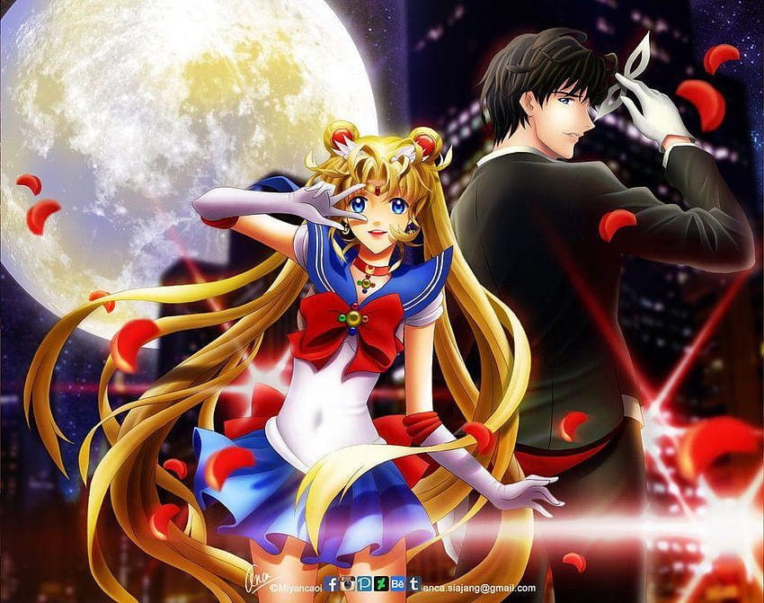 SAILORMOON + TUXEDO MASK by Miyancaoi, maska ​​Sailor Moon i smoking Tapeta HD