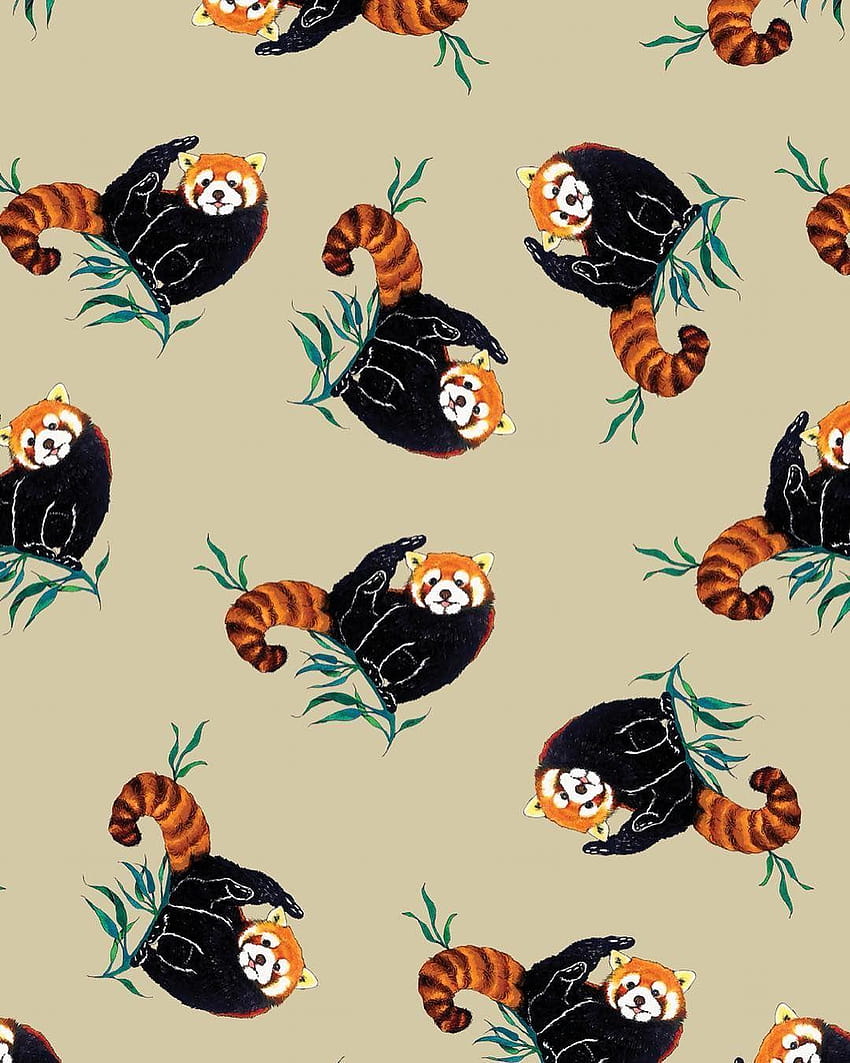 2018.봄, red panda patterns HD phone wallpaper