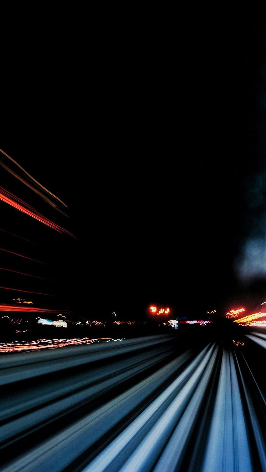 на дълга експозиция Нощна графика Изглед на превозно средство, автомобилни светлинни следи HD тапет за телефон