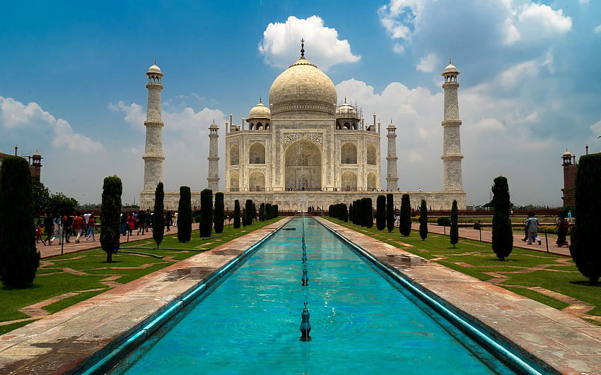 Taj Mahal, Mosque Mausoleum, Agra, Uttar Pradesh, India, fountain, landmarks of India, Mughal architecture with resolution 2560x1600. High Quality HD wallpaper