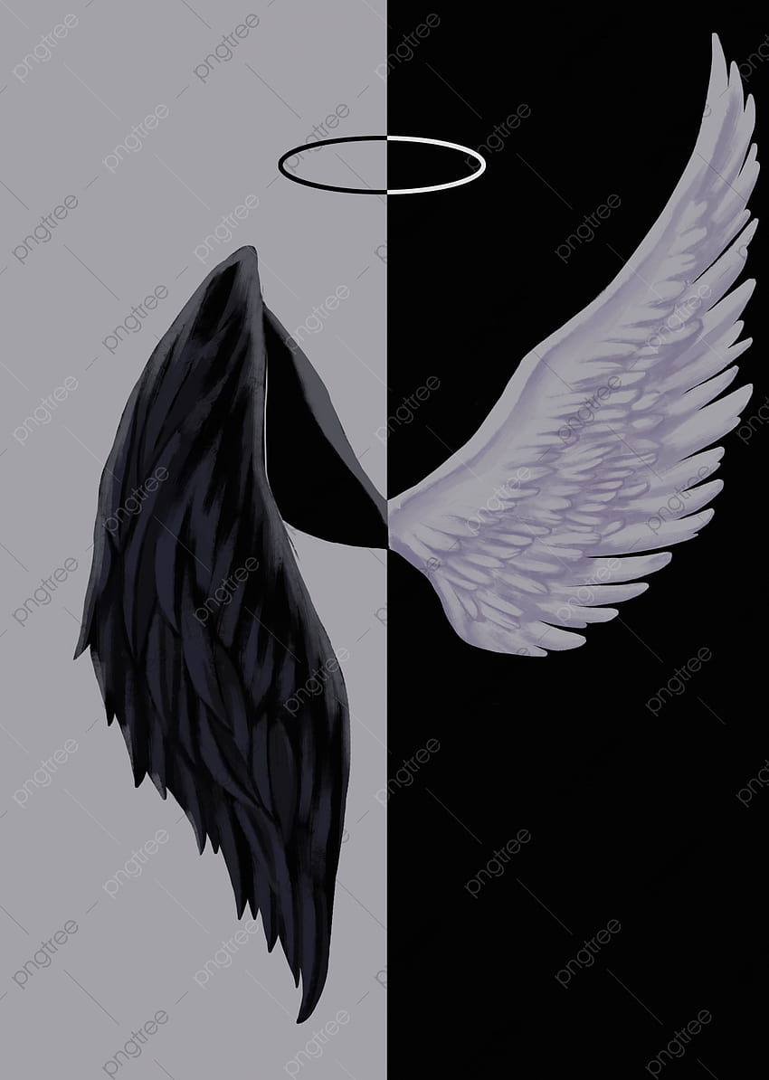 de alas de diablo de ángel, negro, ala, s de diablo para, alas de ángel en blanco y negro fondo de pantalla del teléfono