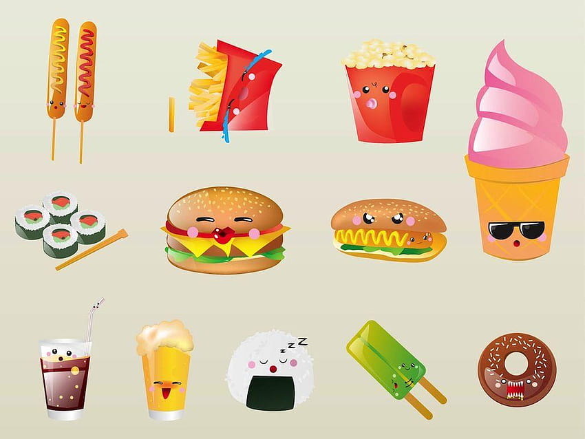 Cute Cartoon Food Gallery, me encanta la comida fondo de pantalla