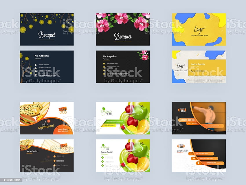 นามบัตรหรือการออกแบบการ์ดเยี่ยมชมสำหรับร้านช่อดอกไม้ร้านอาหารออร์แกนิกฟิตเนสเซ็นเตอร์และสต็อกอื่นๆ วอลล์เปเปอร์ HD