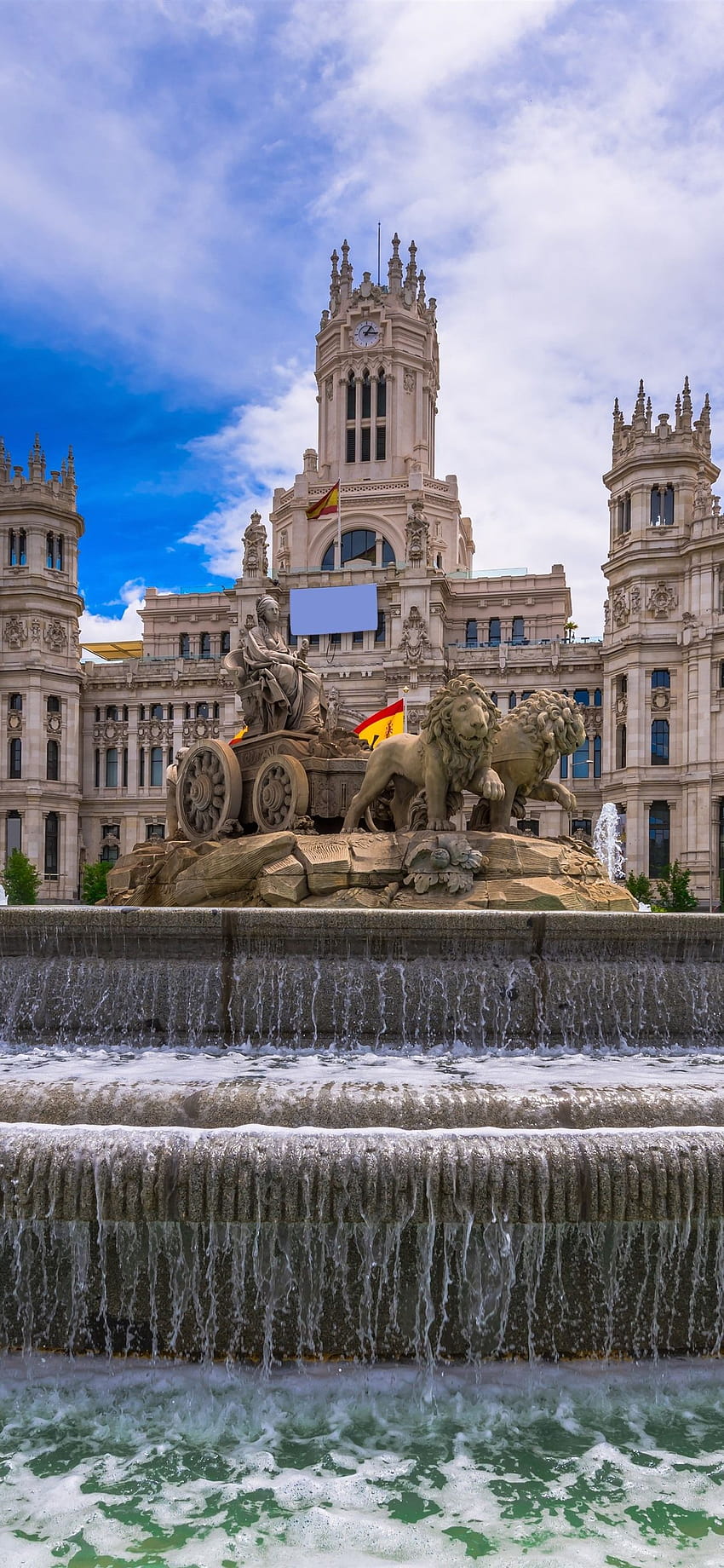 Espagne, Madrid, Palais, fontaine, sculpture 1242x2688 iPhone 11 Pro, Madrid city iphone Fond d'écran de téléphone HD