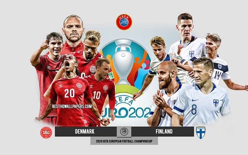Denmark vs Finland, UEFA Euro 2020, Preview, promotional materials, football players, Euro 2020, football match, Denmark national football team, Finland national football team . HD wallpaper