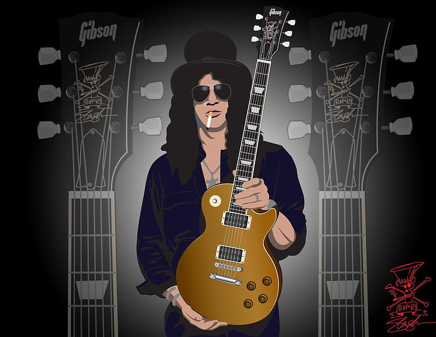 7 Slash Guitar, guitar cartoon HD wallpaper