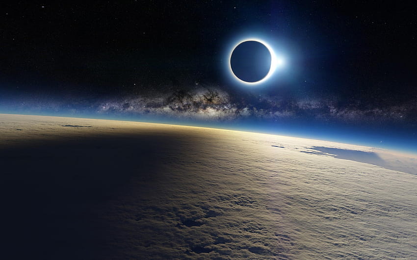 Solar Eclipse from space 3840x2400 :, total eclipse HD wallpaper