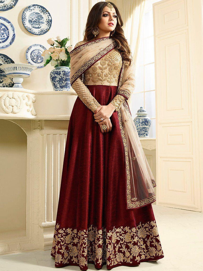 Drashti Dhami Navy Blue Viscose Satin Designer Anarkali Suit 82807 |  Designer anarkali dresses, Bollywood dress, Indian dresses