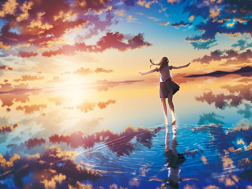 Lofi Sea, Sunset, Clouds, Original Characters, Anime • For You, lofi summer beach HD wallpaper