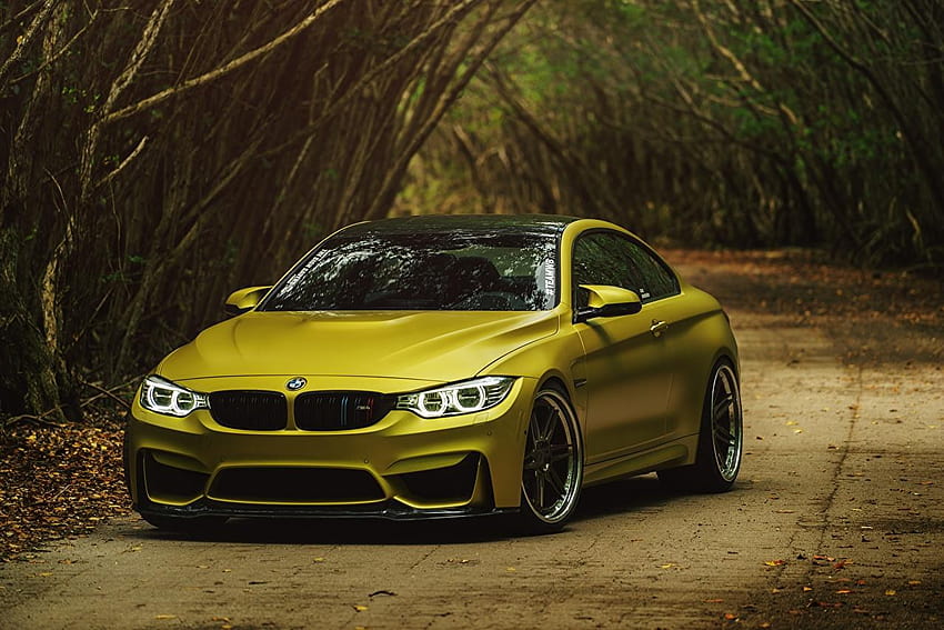 BMW Gold M4 Coupe Austin Cars Front, golden cars HD wallpaper