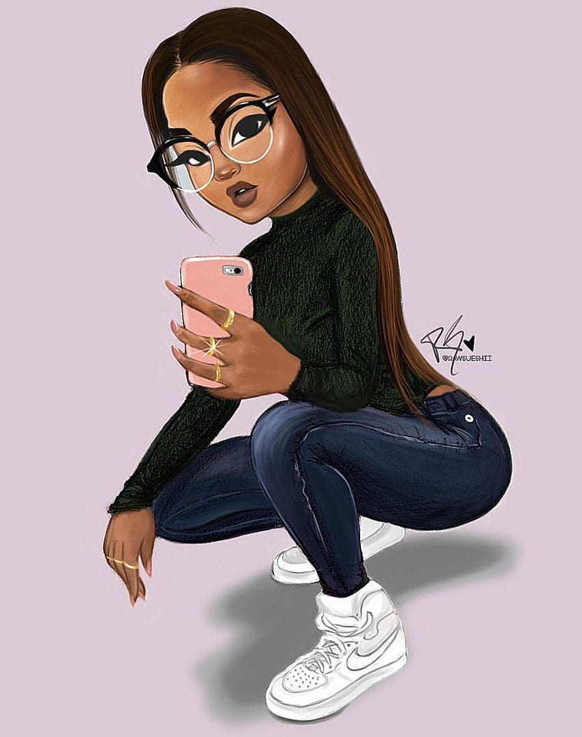Черно анимационно момиче, афроамерикански анимационни момичета HD тапет за телефон