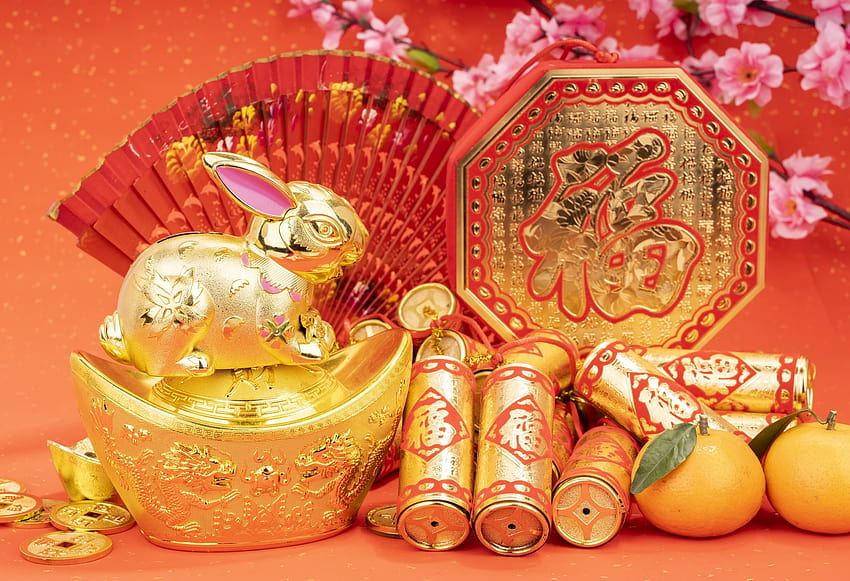 Chinese New Year Spring Festival 2023 Year Of The Rabbit Background  Festival Chinese New Year Year Of The Rabbit 2023 Golden Background  Image And Wallpaper for Free Download