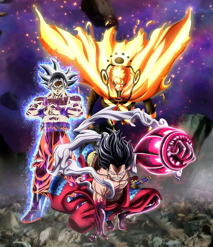 Goku Luffy Naruto, goku z Luffym i Naruto Tapeta na telefon HD