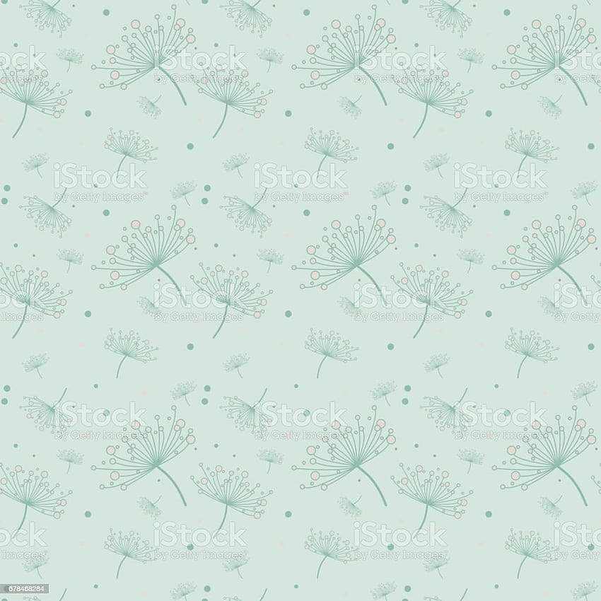 Simple Seamless Pattern With Dandelions In Mint And Light Pink Color Floral Seamless Backgrounds For Dress Manufacturing Prints Gift Wrap And Scrapbook Stock Illustration, mint color HD phone wallpaper