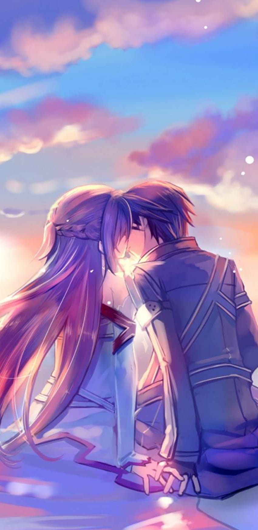 AnimeKiss by Kaosmoker, romantic anime boyfriend and girlfriend HD phone wallpaper