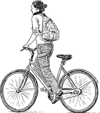 Continuous line drawing boy on bike vector illustration people in the  park sketch  CanStock