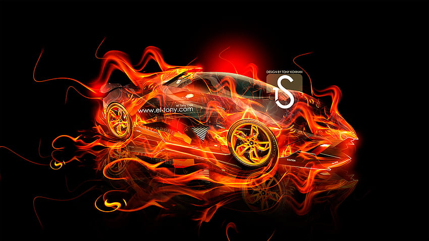Fire Lamborghini Cars 3d, lambo fire HD wallpaper
