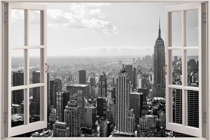 Büyük 3D Pencere görünümü New York City Duvar Sticker Duvar Filmi Çıkartma S68 HD duvar kağıdı