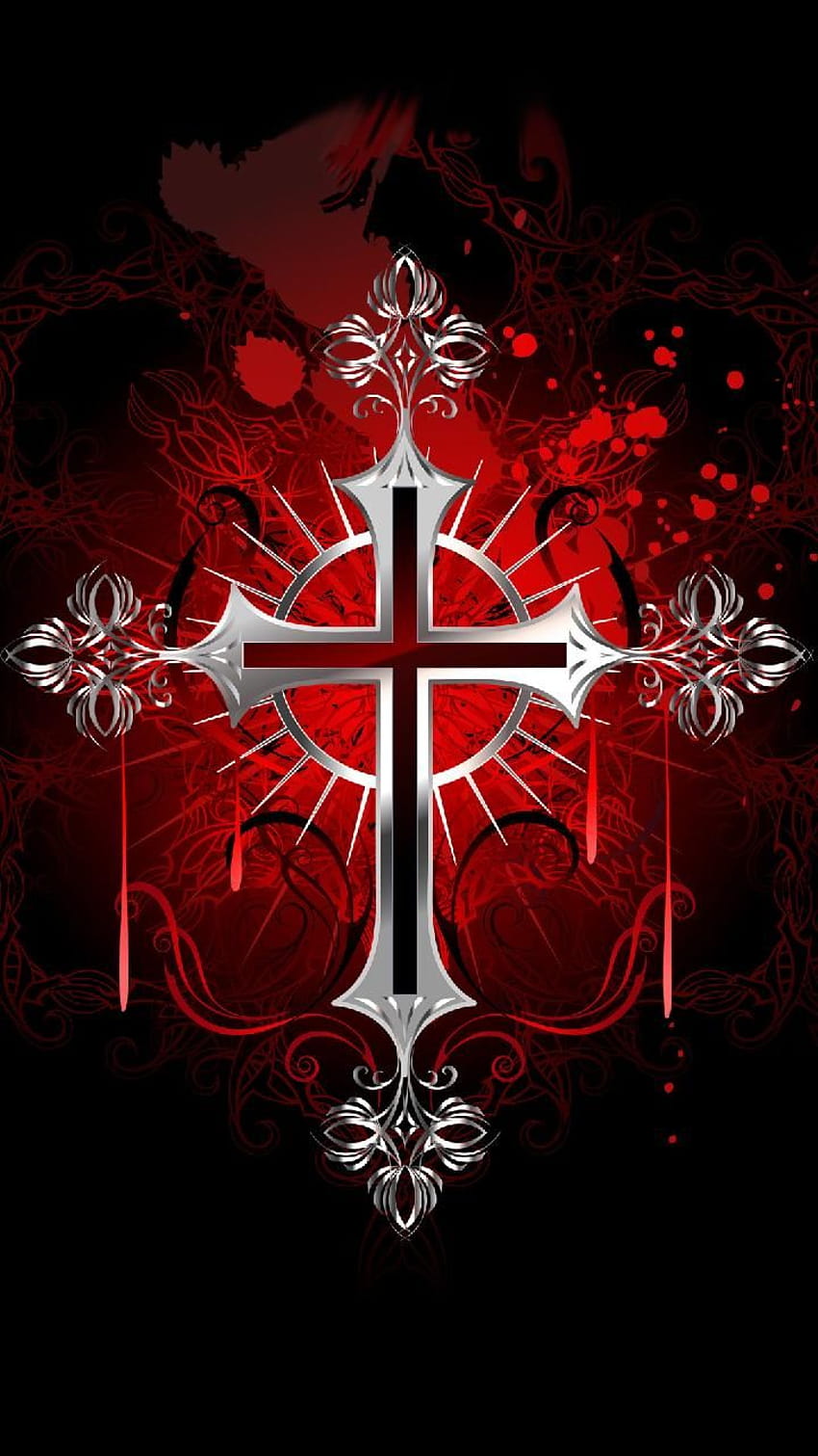 cruz de plata de georgekev, símbolo de jesús fondo de pantalla del teléfono