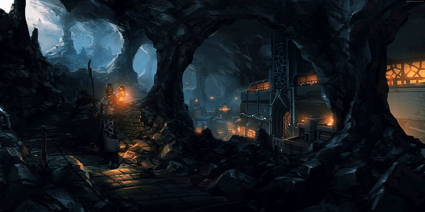 dungeon, fantasy cave HD wallpaper