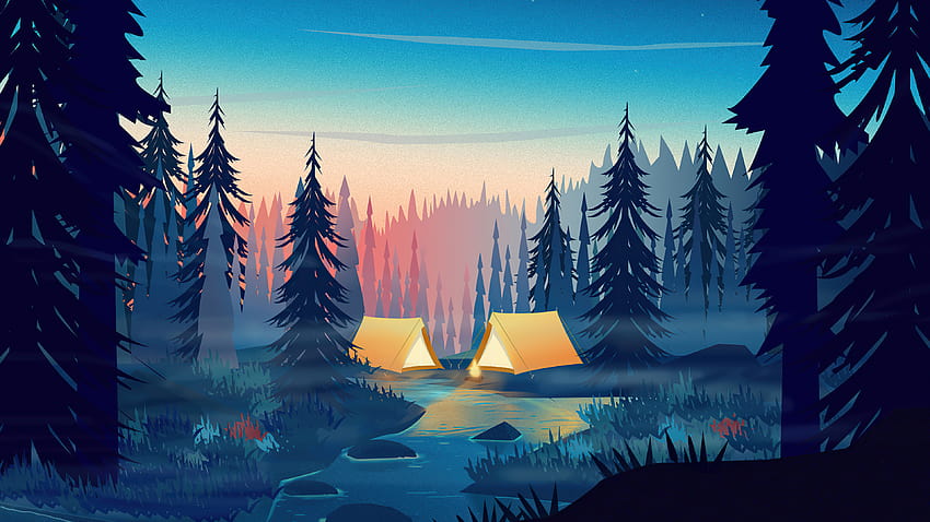 Camping Minimalism , Artist, Backgrounds, and, winter camper HD wallpaper