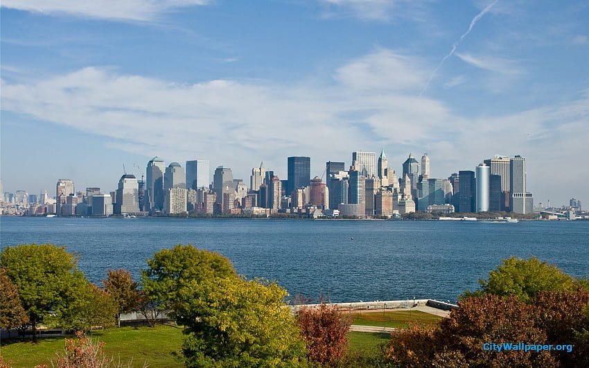 Skyline de la ciudad de Nueva York desde Ellis Island » WallDevil, día de la ciudad fondo de pantalla