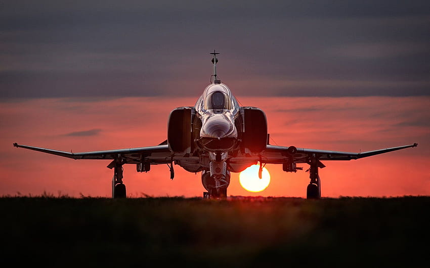 Sunset Fighter Jet, zachód słońca z odrzutowca Tapeta HD