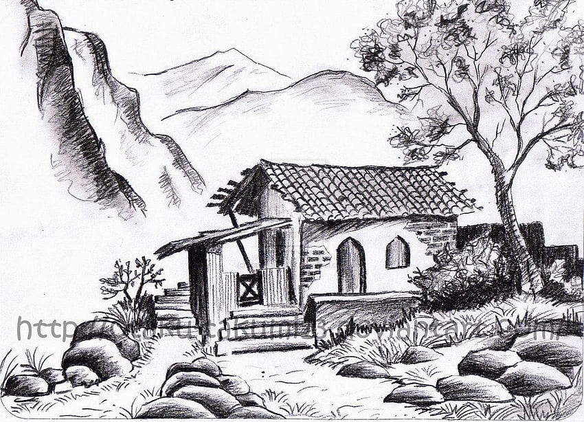 Download Free 100 + landscape pencil drawing Wallpapers-saigonsouth.com.vn