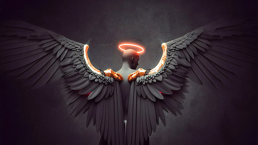 Angel, devil wings HD wallpaper