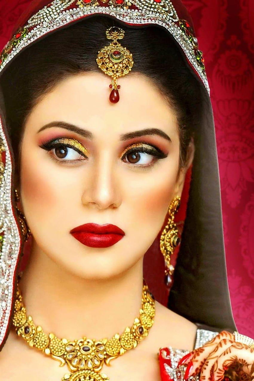 Indian Dulhan New Look Ideas de maquillaje 2014 para niñas fondo de pantalla del teléfono
