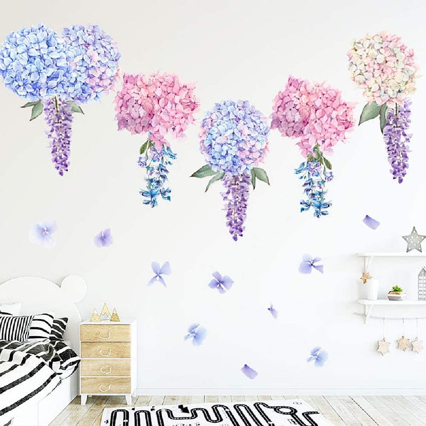 Amaonm Creative Removable 3D Light Blue Purple Pink Lavender Flower Wall Decals Floral Wall Sticker DIY Peel and Stick Art Decor for Living Room Kids Bedroom Baby Girls Nursery Rooms Wall, creative floral girl purple HD phone wallpaper