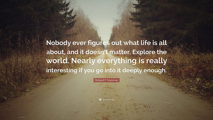 Richard P. Feynman Quote: “Nobody ever figures out what life is HD wallpaper