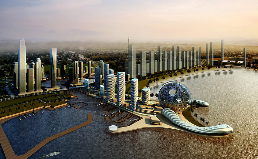 Futuristic Architecture Promenade Dubai Skyscrapers, futuristic architecture design HD wallpaper