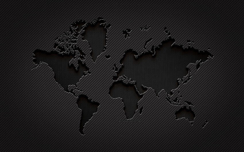 Peta Dunia Karbon, seni grunge, latar belakang karbon, kreatif, Peta Dunia Hitam, konsep perjalanan, Konsep peta dunia, Peta dunia dengan resolusi 3840x2400. Kualitas Tinggi, peta dunia hitam Wallpaper HD