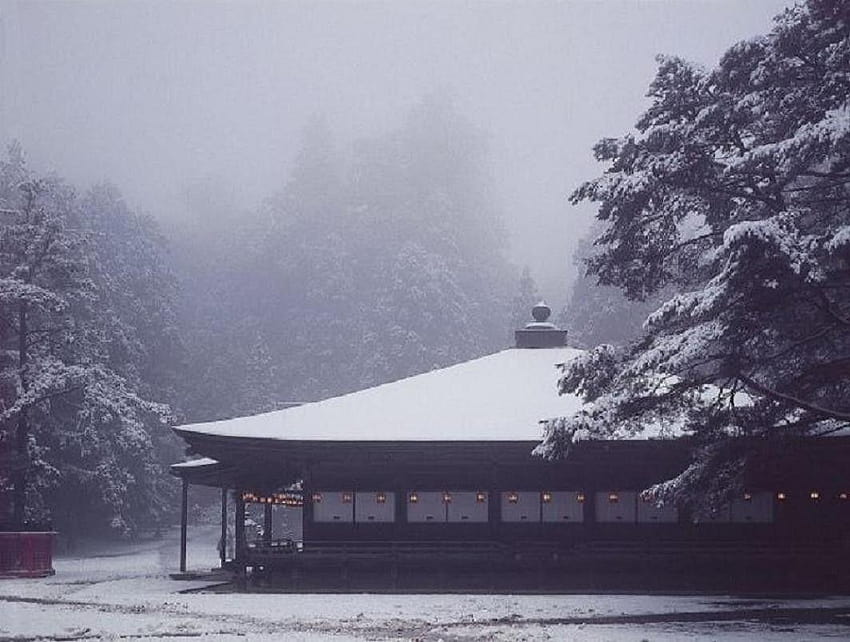 Winter: Koyasan Miedo Winter Snow Japan Japanese Shrine Temple, japanese android HD wallpaper