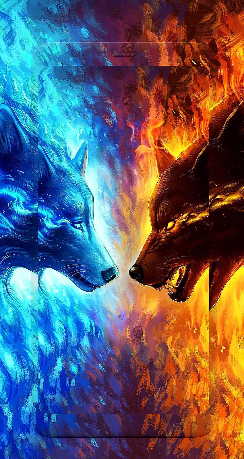 Red And Blue Wolf Logo HD phone wallpaper