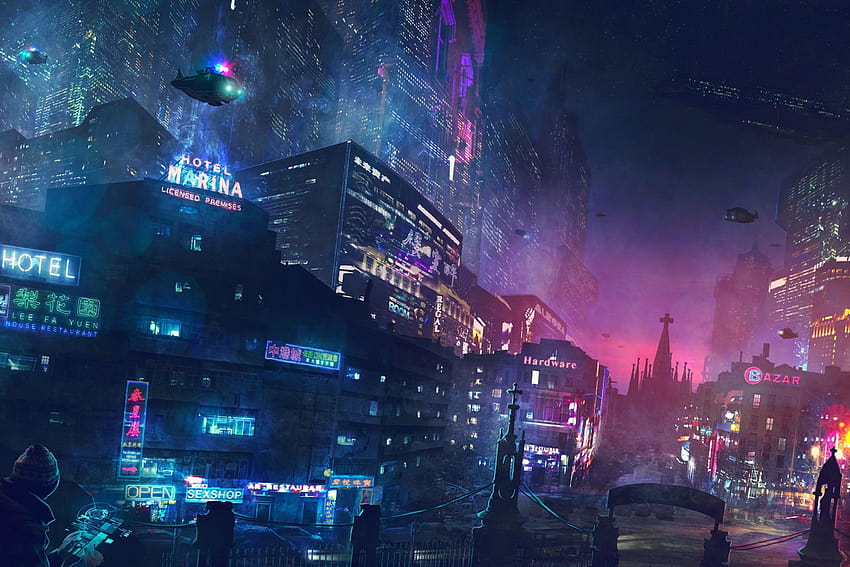 3000x2000 Cyberpunk City ... maiden HD wallpaper