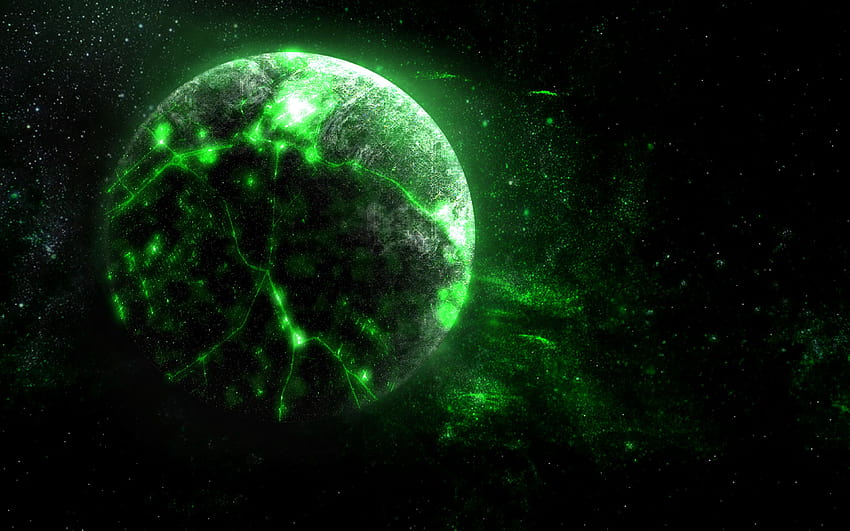 Planet, Green, Glow, Bright, Space, green cosmos HD wallpaper