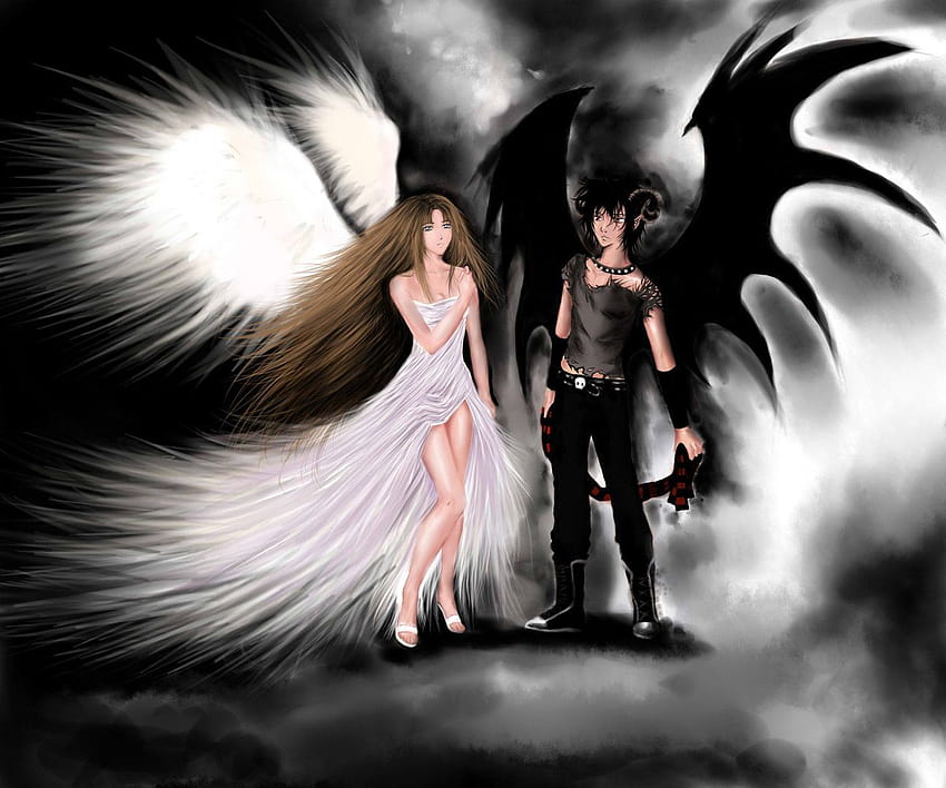 Amor de fantasía, anime de demonios y ángeles. fondo de pantalla