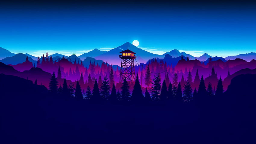 Tower for surveillance of forest fire night nature landscape : 13 HD wallpaper